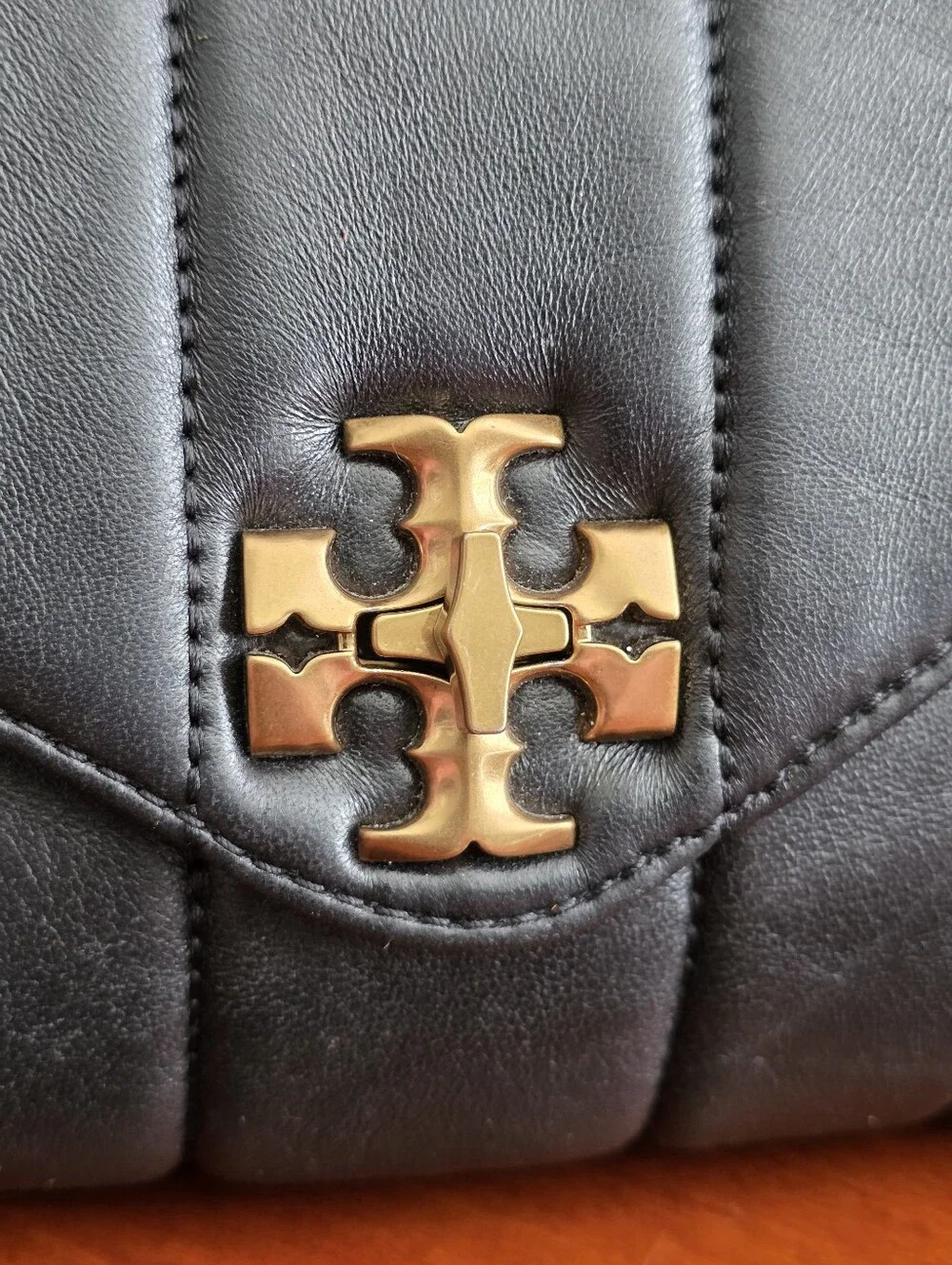 Tory Burch Mini Kira Top Handle Black Napa Leather Quilted Crossbody Bag